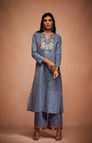Load image into Gallery viewer, Blue Mirror and Sequins A Line Set with Dupatta