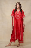 Load image into Gallery viewer, Red Gota Pleated Kaftan