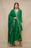 Load image into Gallery viewer, Green Open Gota Kurta Dress