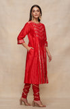 Load image into Gallery viewer, Red Gota Pleated Kurta