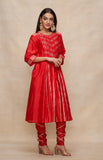 Load image into Gallery viewer, Red Gota Pleated Kurta