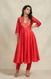 Load image into Gallery viewer, Red Gota Anarkali