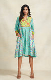 Load image into Gallery viewer, Turquoise Sequins Gathered Kurta