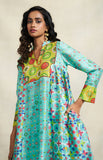 Load image into Gallery viewer, Turquoise Sequins Gathered Kurta