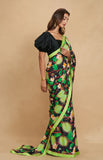 Load image into Gallery viewer, Black Printed Saree