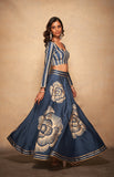 Load image into Gallery viewer, Blue Rose Gota Skirt
