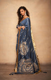 Load image into Gallery viewer, Blue Rose Gota Saree