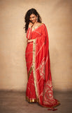 Load image into Gallery viewer, Red Rose Gota Saree