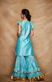 Load image into Gallery viewer, Blue Chanderi Silk Gota Gharara