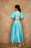 Load image into Gallery viewer, Blue Chanderi Silk Gota Blouse