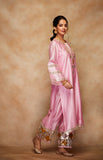 Load image into Gallery viewer, Pink Chanderi Silk Gota Memoni