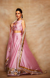 Load image into Gallery viewer, Pink Chanderi Silk Gota Crop Top