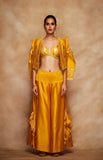 Load image into Gallery viewer, Mustard Chanderi Silk Gota Jacket