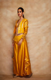 Load image into Gallery viewer, Mustard Chanderi Silk Gota Jacket