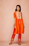 Load image into Gallery viewer, Orange Chanderi Silk Gota Pencil Pants