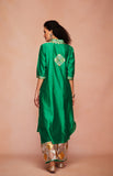 Load image into Gallery viewer, Green Chanderi Silk Gota Memoni