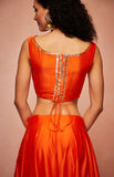 Load image into Gallery viewer, Orange Chanderi Silk Gota Crop Top