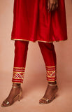 Load image into Gallery viewer, Red Chanderi Silk Gota Pencil Pants