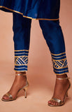 Load image into Gallery viewer, Royal Blue Chanderi Silk Gota Pencil Pants