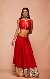 Load image into Gallery viewer, Red Chanderi Silk Gota Crop Top