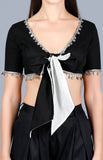 Load image into Gallery viewer, Black Tie Up Blouse