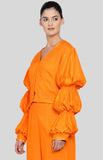Load image into Gallery viewer, Orange Barcode Balloon Sleeve Blouse